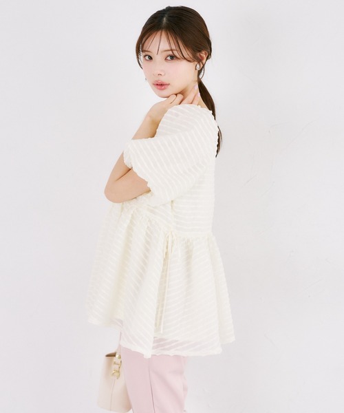 tocco closet（トッコ　クローゼット）の「【ZOZO限定】サイドリボンドットペプラムブラウス　※セットアップ可能（シャツ/ブラウス・レディース・ブラック×ホワイト/ブラック/オフホワイト・M）」の10枚目の写真