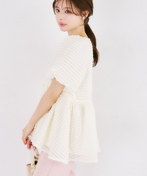 tocco closet（トッコ　クローゼット）の「【ZOZO限定】サイドリボンドットペプラムブラウス　※セットアップ可能（シャツ/ブラウス・レディース・ブラック×ホワイト/ブラック/オフホワイト・M）」の11枚目の写真