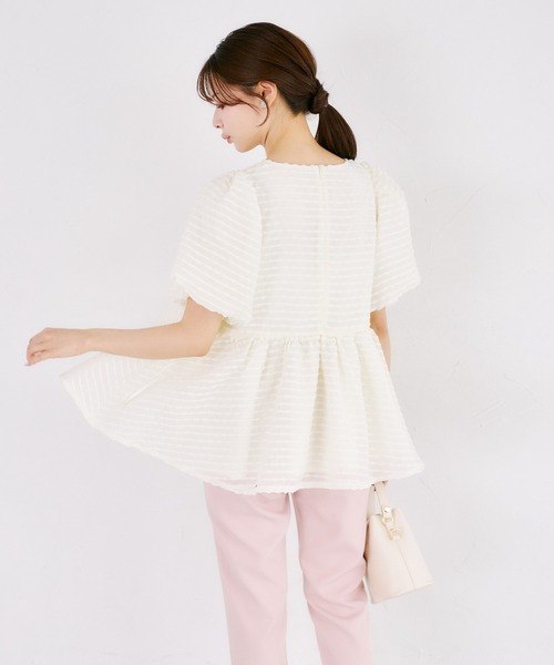 tocco closet（トッコ　クローゼット）の「【ZOZO限定】サイドリボンドットペプラムブラウス　※セットアップ可能（シャツ/ブラウス・レディース・ブラック×ホワイト/ブラック/オフホワイト・M）」の13枚目の写真