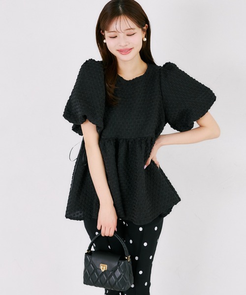 tocco closet（トッコ　クローゼット）の「【ZOZO限定】サイドリボンドットペプラムブラウス　※セットアップ可能（シャツ/ブラウス・レディース・ブラック×ホワイト/ブラック/オフホワイト・M）」の17枚目の写真