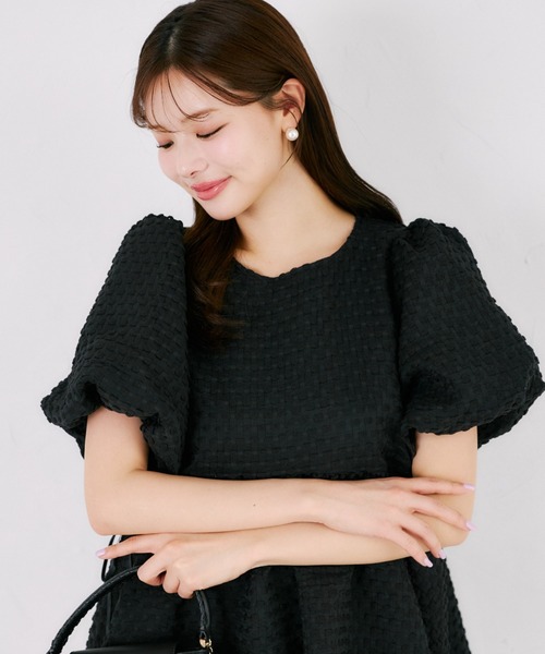 tocco closet（トッコ　クローゼット）の「【ZOZO限定】サイドリボンドットペプラムブラウス　※セットアップ可能（シャツ/ブラウス・レディース・ブラック×ホワイト/ブラック/オフホワイト・M）」の19枚目の写真
