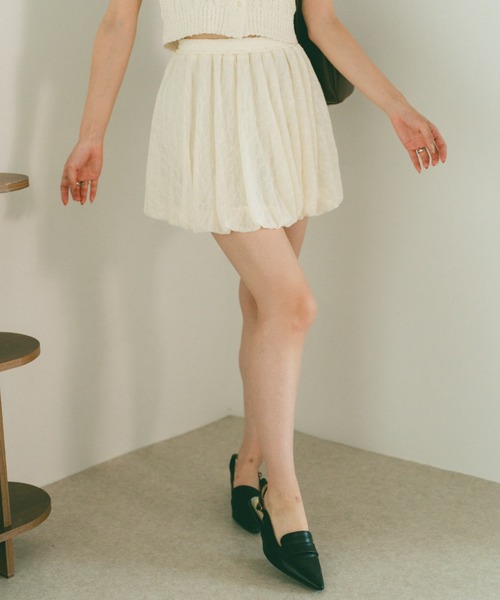 VANNIE U(ヴァニーユー)の「レースバルーンミニスカート(スカート・レディース・アイボリー/ブラック・FREE)」の5枚目の写真