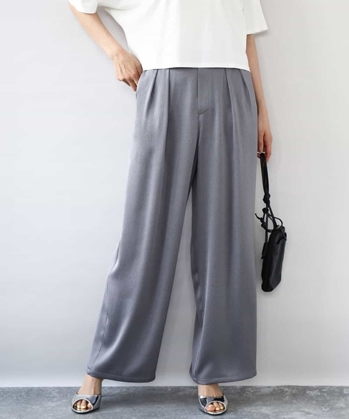 MK MICHEL KLEIN（エムケーミッシェルクラン）の「2タックワイドパンツ/洗える（その他パンツ・レディース・グレー/ブラック・38）」の2枚目の写真