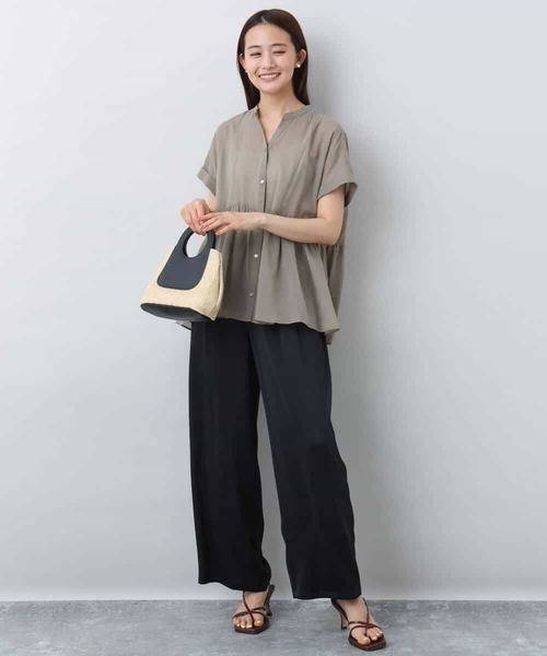 MK MICHEL KLEIN（エムケーミッシェルクラン）の「2タックワイドパンツ/洗える（その他パンツ・レディース・グレー/ブラック・38）」の3枚目の写真