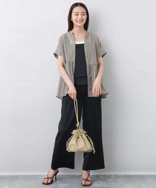 MK MICHEL KLEIN（エムケーミッシェルクラン）の「2タックワイドパンツ/洗える（その他パンツ・レディース・グレー/ブラック・38）」の5枚目の写真