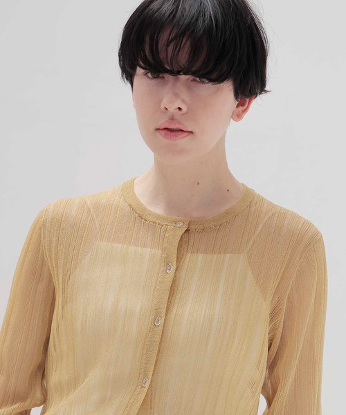 DRESSLAVE(ドレスレイブ)の「shiny sheer random rib cardigan(シャイニーシアーランダムリブカーディガン)(カーディガン/ボレロ・レディース・ゴールド・38)」の4枚目の写真
