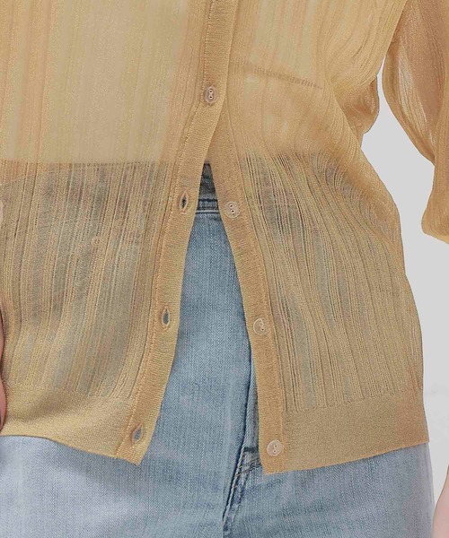 DRESSLAVE(ドレスレイブ)の「shiny sheer random rib cardigan(シャイニーシアーランダムリブカーディガン)(カーディガン/ボレロ・レディース・ゴールド・38)」の5枚目の写真
