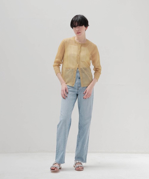 DRESSLAVE(ドレスレイブ)の「shiny sheer random rib cardigan(シャイニーシアーランダムリブカーディガン)(カーディガン/ボレロ・レディース・ゴールド・38)」の7枚目の写真