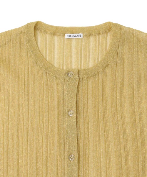 DRESSLAVE(ドレスレイブ)の「shiny sheer random rib cardigan(シャイニーシアーランダムリブカーディガン)(カーディガン/ボレロ・レディース・ゴールド・38)」の12枚目の写真