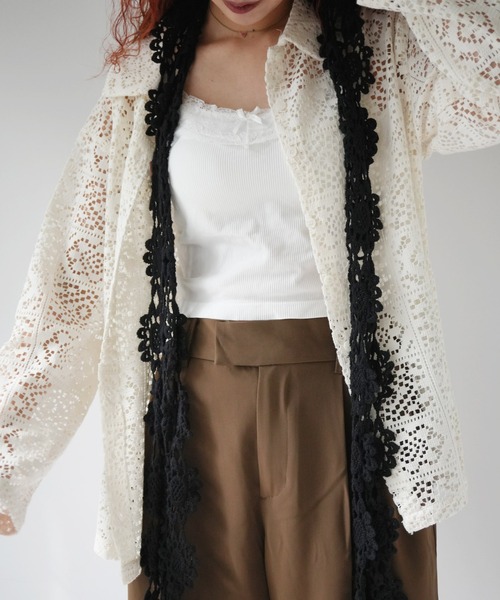 Port（ポート）の「【 Port / ポート 】 フラワー クロシェ フーディー バラクラバ #（ニットキャップ/ビーニー・レディース・ホワイト/ブラック・FREE）」の7枚目の写真