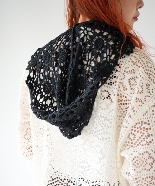 Port（ポート）の「【 Port / ポート 】 フラワー クロシェ フーディー バラクラバ #（ニットキャップ/ビーニー・レディース・ホワイト/ブラック・FREE）」の9枚目の写真