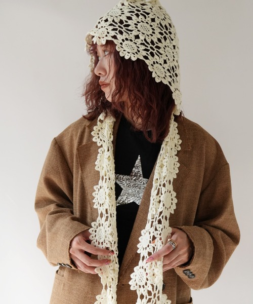 Port（ポート）の「【 Port / ポート 】 フラワー クロシェ フーディー バラクラバ #（ニットキャップ/ビーニー・レディース・ホワイト/ブラック・FREE）」の13枚目の写真