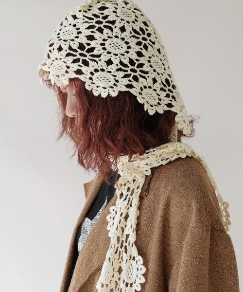 Port（ポート）の「【 Port / ポート 】 フラワー クロシェ フーディー バラクラバ #（ニットキャップ/ビーニー・レディース・ホワイト/ブラック・FREE）」の15枚目の写真