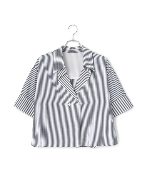 ADAM ET ROPE'(アダムエロペ)の「ハーフスリーブダブルボタンシャツ(シャツ/ブラウス・レディース・ブルー系その他4/ホワイト・FREE)」の13枚目の写真