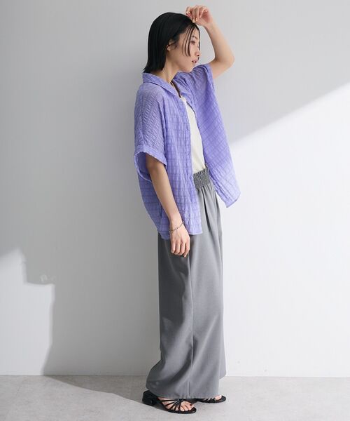 Green Parks(グリーンパークス)の「シアーシャーリングフレンチスリーブシャツ(シャツ/ブラウス・レディース・ブラウン/ブラック/オレンジ/パープル/オフホワイト・FREE)」の7枚目の写真