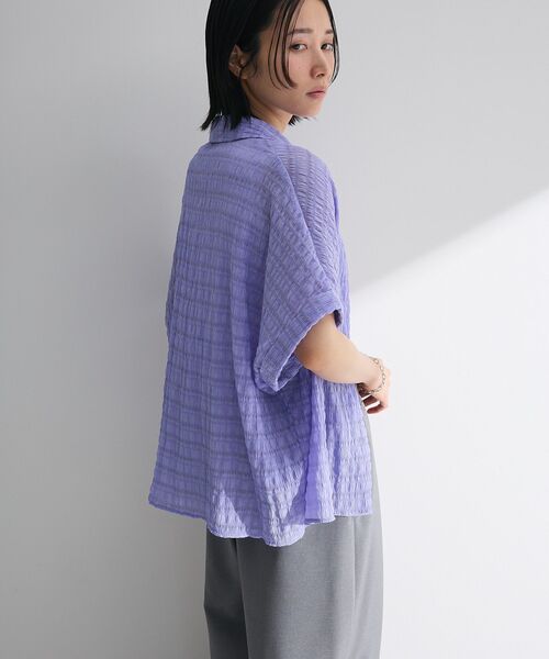 Green Parks(グリーンパークス)の「シアーシャーリングフレンチスリーブシャツ(シャツ/ブラウス・レディース・ブラウン/ブラック/オレンジ/パープル/オフホワイト・FREE)」の10枚目の写真