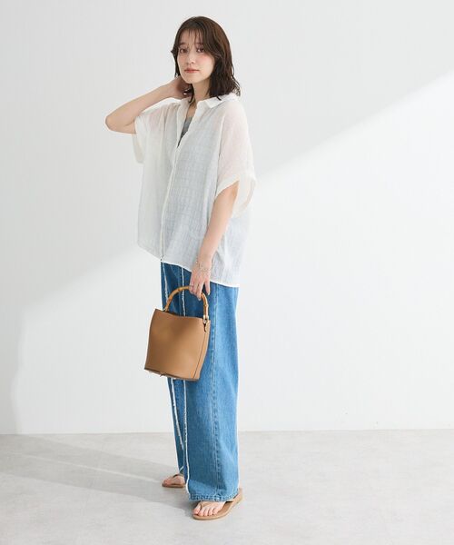 Green Parks(グリーンパークス)の「シアーシャーリングフレンチスリーブシャツ(シャツ/ブラウス・レディース・ブラウン/ブラック/オレンジ/パープル/オフホワイト・FREE)」の15枚目の写真