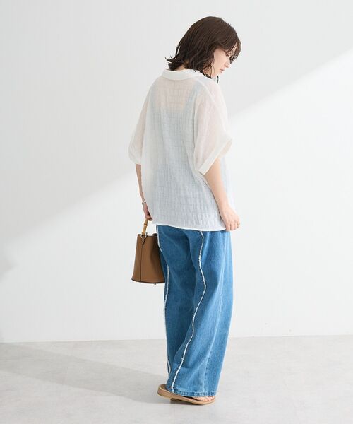 Green Parks(グリーンパークス)の「シアーシャーリングフレンチスリーブシャツ(シャツ/ブラウス・レディース・ブラウン/ブラック/オレンジ/パープル/オフホワイト・FREE)」の16枚目の写真