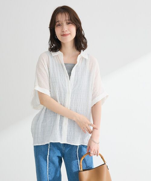 Green Parks(グリーンパークス)の「シアーシャーリングフレンチスリーブシャツ(シャツ/ブラウス・レディース・ブラウン/ブラック/オレンジ/パープル/オフホワイト・FREE)」の17枚目の写真