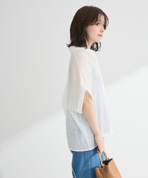 Green Parks(グリーンパークス)の「シアーシャーリングフレンチスリーブシャツ(シャツ/ブラウス・レディース・ブラウン/ブラック/オレンジ/パープル/オフホワイト・FREE)」の18枚目の写真