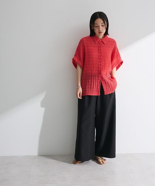 Green Parks(グリーンパークス)の「シアーシャーリングフレンチスリーブシャツ(シャツ/ブラウス・レディース・ブラウン/ブラック/オレンジ/パープル/オフホワイト・FREE)」の20枚目の写真