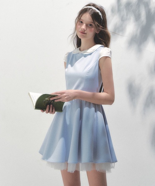 チュールレイヤード丸襟ワンピース SP25s081【SunsetPark