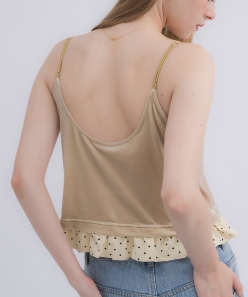 idem（イデム）の「cup in velours frill camisole / 【カップ付き】ベロアキャミソール（キャミソール・レディース・ベージュ/ブラック・FREE）」の14枚目の写真