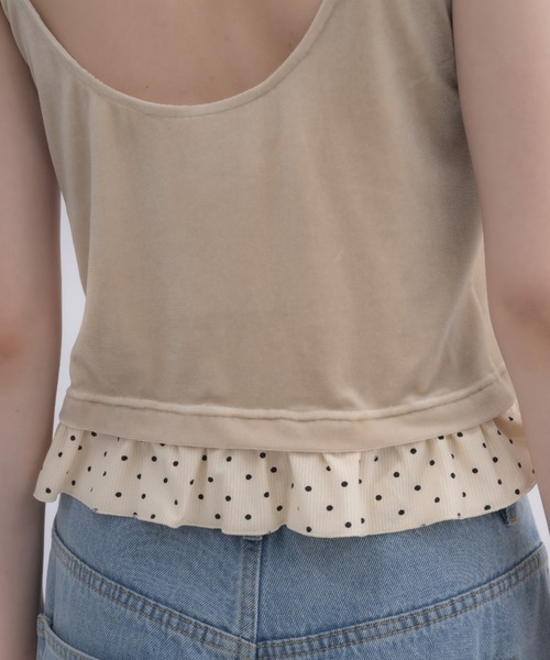 idem（イデム）の「cup in velours frill camisole / 【カップ付き】ベロアキャミソール（キャミソール・レディース・ベージュ/ブラック・FREE）」の11枚目の写真
