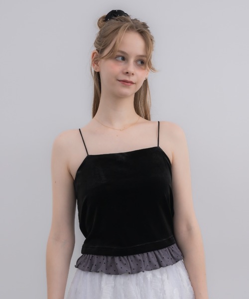 idem（イデム）の「cup in velours frill camisole / 【カップ付き】ベロアキャミソール（キャミソール・レディース・ベージュ/ブラック・FREE）」の13枚目の写真