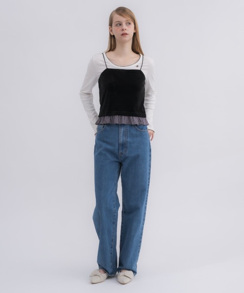 idem（イデム）の「cup in velours frill camisole / 【カップ付き】ベロアキャミソール（キャミソール・レディース・ベージュ/ブラック・FREE）」の19枚目の写真