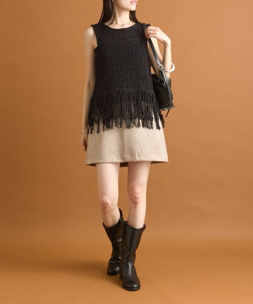 mystic(ミスティック)の「フェイクスウェードミニスカパン(スカート・レディース・キャメル/ブラウン/アイボリー・2/1)」の8枚目の写真