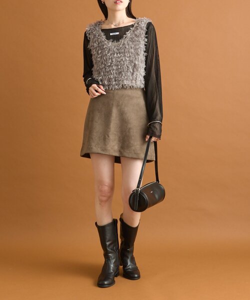 mystic(ミスティック)の「フェイクスウェードミニスカパン(スカート・レディース・キャメル/ブラウン/アイボリー・2/1)」の15枚目の写真