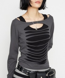 SHEER DOCKING OFF SHOULDER トップス SHEER DOCKING OFF SHOULDER トップス（Tシャツ/カットソー