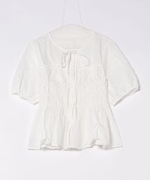 Tシャツ/カットソー シャーリングブラウス」に該当するトップス