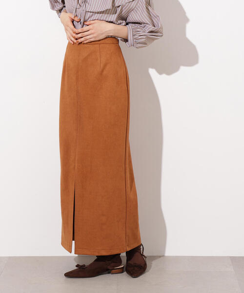セール】【PS/低身長サイズ】フェイクスウェードスリットスカート