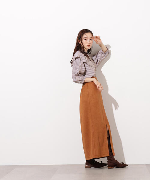 セール】【PS/低身長サイズ】フェイクスウェードスリットスカート