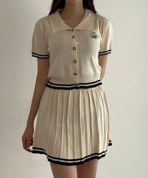 Silly（シリー）の「サマーニット×プリーツSKセットアップ（セットアップ・レディース・ブラック/アイボリー・FREE）」の7枚目の写真