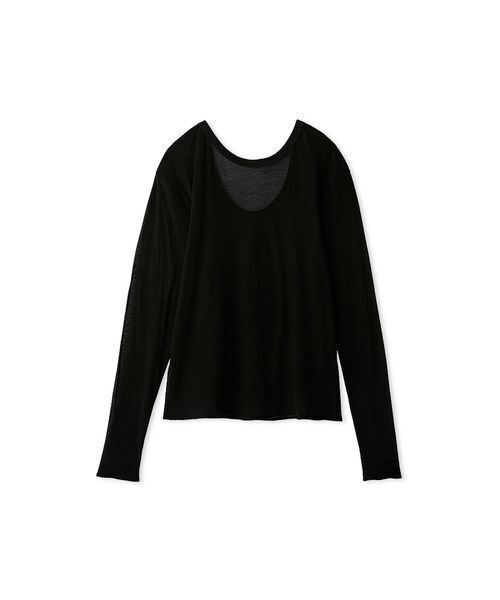 styling/(スタイリング)の「Uネック2WAYカットトップス(Tシャツ/カットソー・レディース・ブラック/カーキ/ホワイト・F)」の2枚目の写真