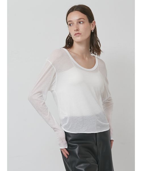 styling/(スタイリング)の「Uネック2WAYカットトップス(Tシャツ/カットソー・レディース・ブラック/カーキ/ホワイト・F)」の13枚目の写真