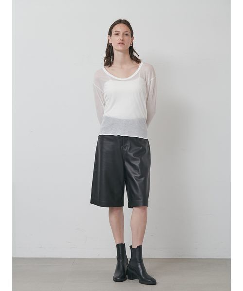 styling/(スタイリング)の「Uネック2WAYカットトップス(Tシャツ/カットソー・レディース・ブラック/カーキ/ホワイト・F)」の14枚目の写真