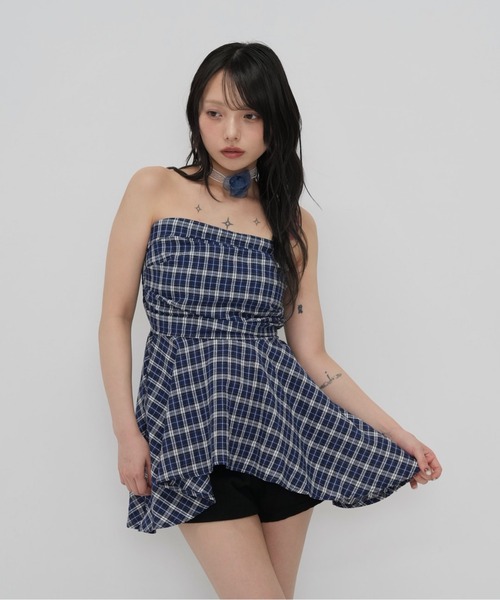 Enewd nina（エニュードニーナ）の「チェック チューブトップ トップス