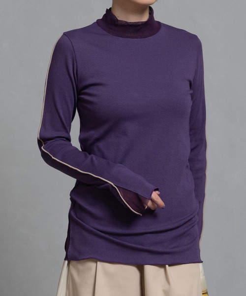 マルシャルテル MARECHAL TERRE リブチュールトップス Tシャツ 黒 MARECHAL TERRE tシャツ リブチュールトップス レディース