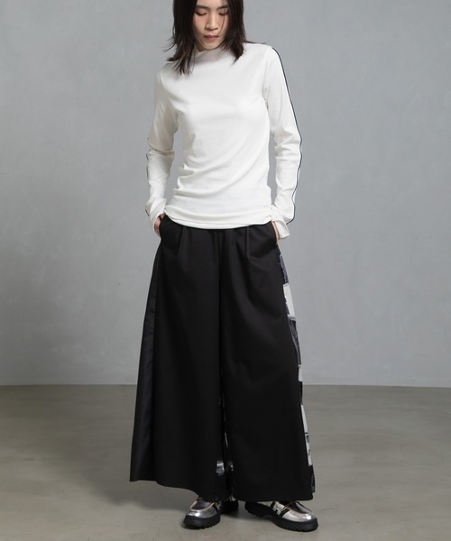 マルシャルテル MARECHAL TERRE リブチュールトップス Tシャツ 黒 リブチュールトップス（Tシャツ/カットソー）｜MARECHAL TERRE
