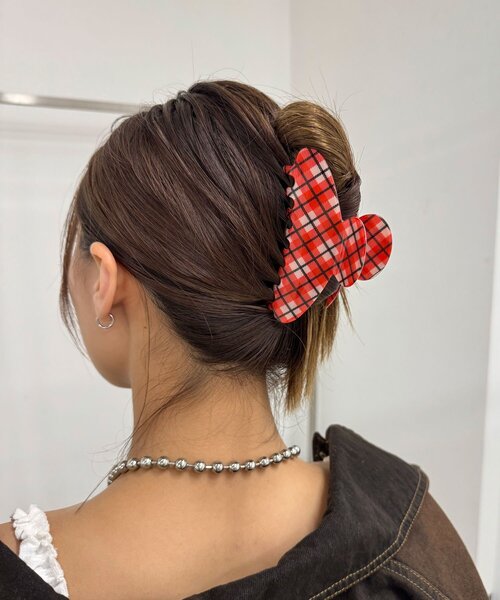 CIAOPANIC(チャオパニック)の「チェックヘアクリップ(バレッタ/ヘアクリップ・レディース・ベージュ/ネイビー/レッド・FREE)」の9枚目の写真