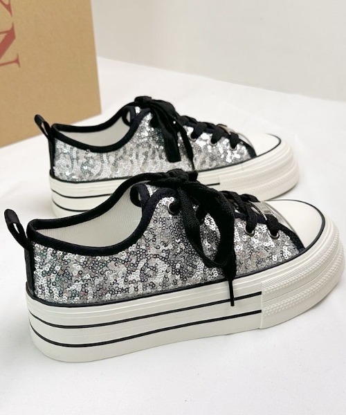 Sibra（シブラ）の「スパンコール厚底キャンバススニーカー（スニーカー・レディース・シルバー・M/S/L）」の8枚目の写真