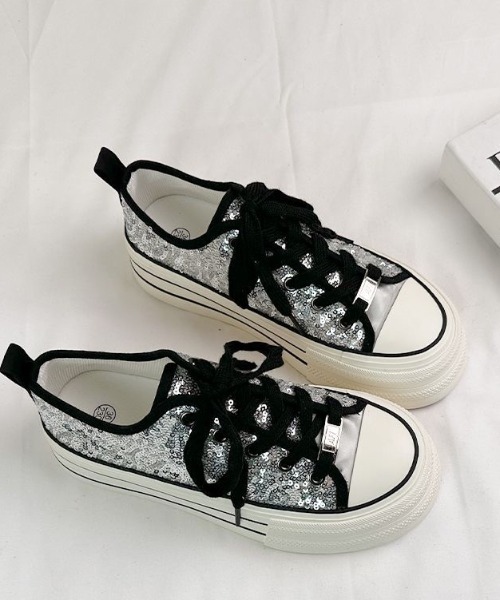 Sibra（シブラ）の「スパンコール厚底キャンバススニーカー（スニーカー・レディース・シルバー・M/S/L）」の10枚目の写真