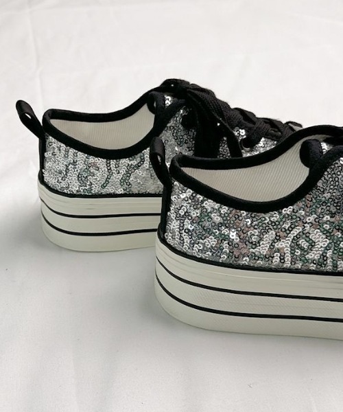 Sibra（シブラ）の「スパンコール厚底キャンバススニーカー（スニーカー・レディース・シルバー・M/S/L）」の2枚目の写真