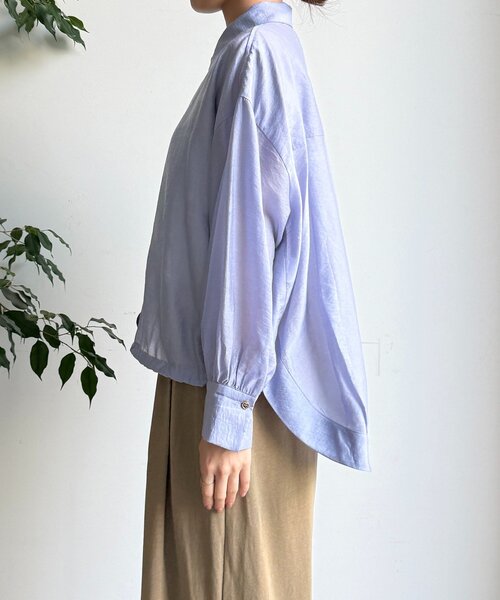 DouDou（ドゥドゥ）の「襟付シアースピンドルブラウス（シャツ/ブラウス・レディース・ブラック/カーキ/ベージュ/バイオレット/アイボリー/ピンク・FREE）」の7枚目の写真