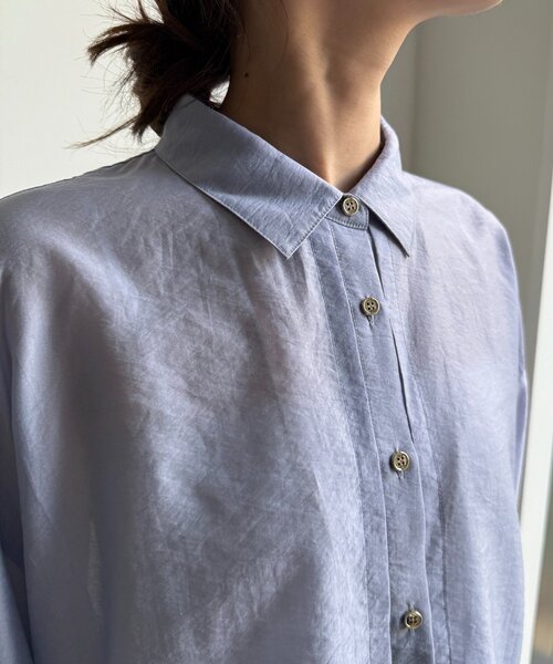 DouDou（ドゥドゥ）の「襟付シアースピンドルブラウス（シャツ/ブラウス・レディース・ブラック/カーキ/ベージュ/バイオレット/アイボリー/ピンク・FREE）」の10枚目の写真