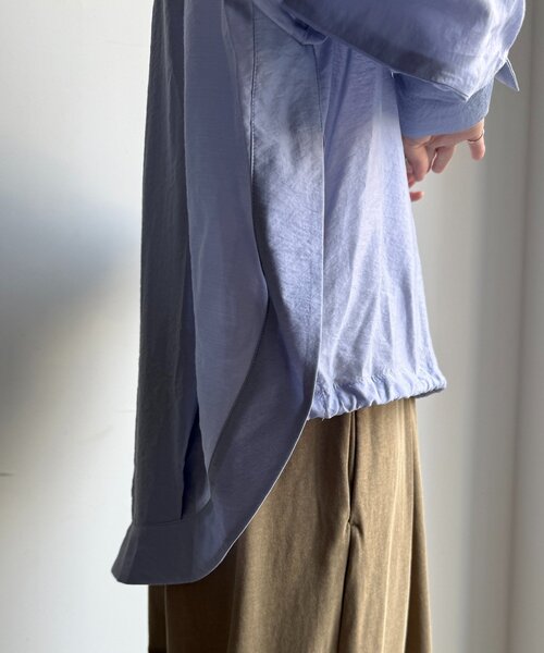 DouDou（ドゥドゥ）の「襟付シアースピンドルブラウス（シャツ/ブラウス・レディース・ブラック/カーキ/ベージュ/バイオレット/アイボリー/ピンク・FREE）」の13枚目の写真